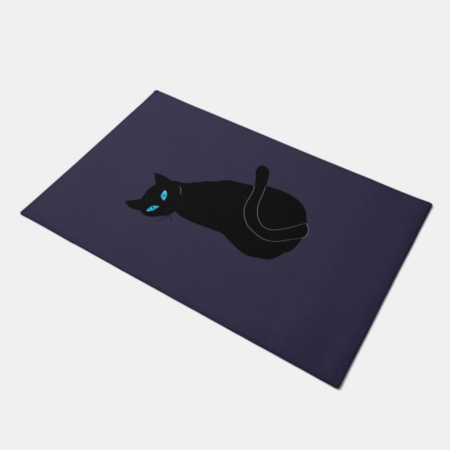 Black Cat Doormat Fußmatte (Schrägansicht)
