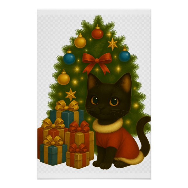 “Black Cat Emi and the Christmas Tree” Poster (Vorderseite)
