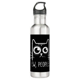 Black Cat Ew People Funny Cat Lover Edelstahlflasche