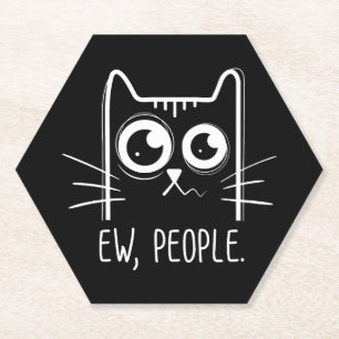 Black Cat Ew People Funny Cat Lover Untersetzer