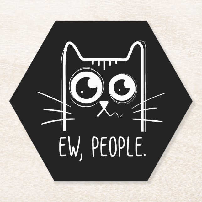 Black Cat Ew People Funny Cat Lover Untersetzer (Vorderseite)