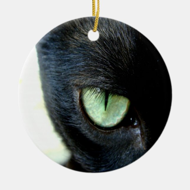 Black Cat Eye Keramik Ornament (Vorne)