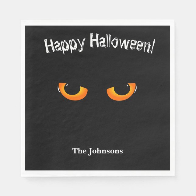 Black Cat Eyes Halloween-Party Napkins Serviette (Vorderseite)