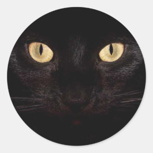 Black Cat Eyes Runder Aufkleber