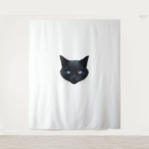 Black Cat Face Blue Eyes Graphic T-Shirt Cat Men W Wandteppich