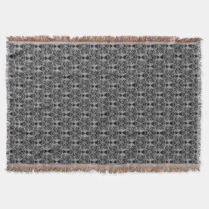 Black Cat Face Damask Muster Blanken Decke