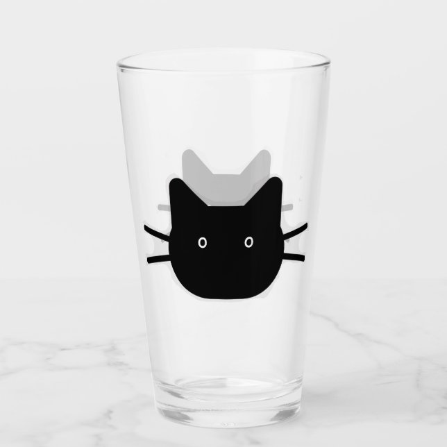 Black Cat Face Design Trinkglas Glas (Vorderseite)