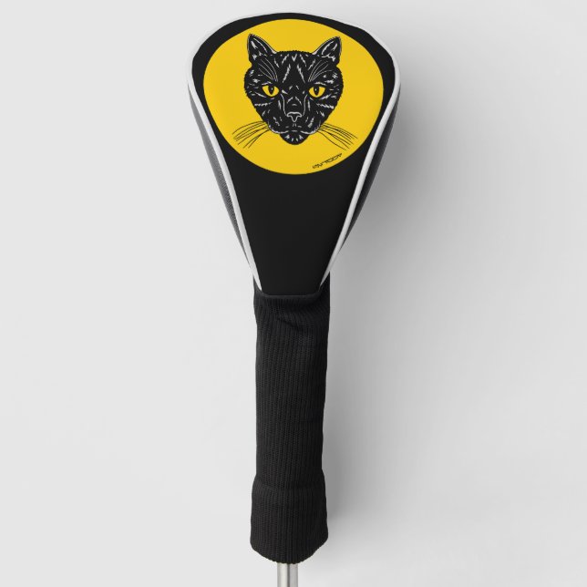 Black Cat Face Golf Headcover (Vorderseite)