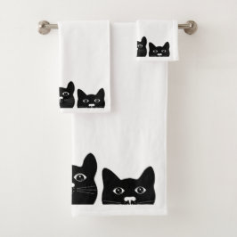 "Black Cat Face" Handtücher Set