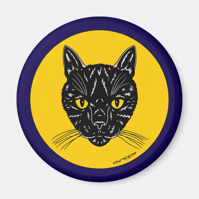Black Cat Face Magnet (Vorne)