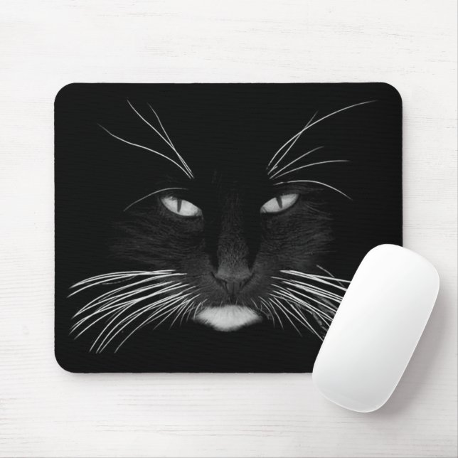 Black Cat Face Mousepad (Mit Mouse)