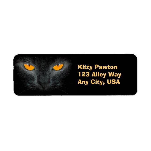Black Cat Face Orange Eyes Address Labels (Vorne)
