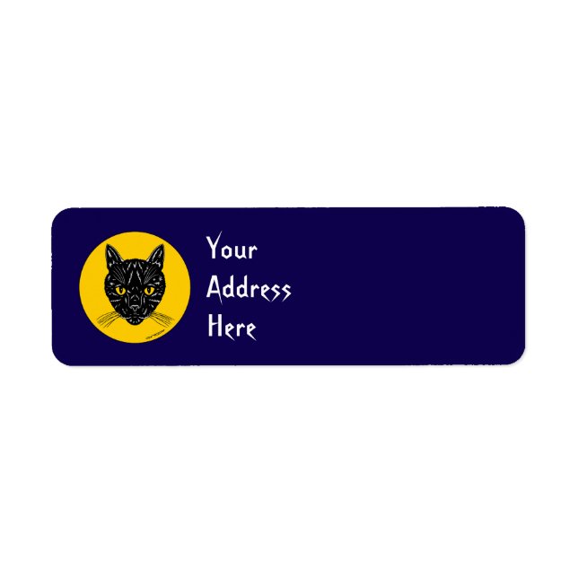 Black Cat Face Return Address Label (Vorne)