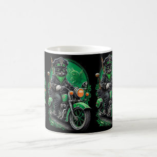 Black Cat Fahrrad St. Patrick's Day Kaffeetasse