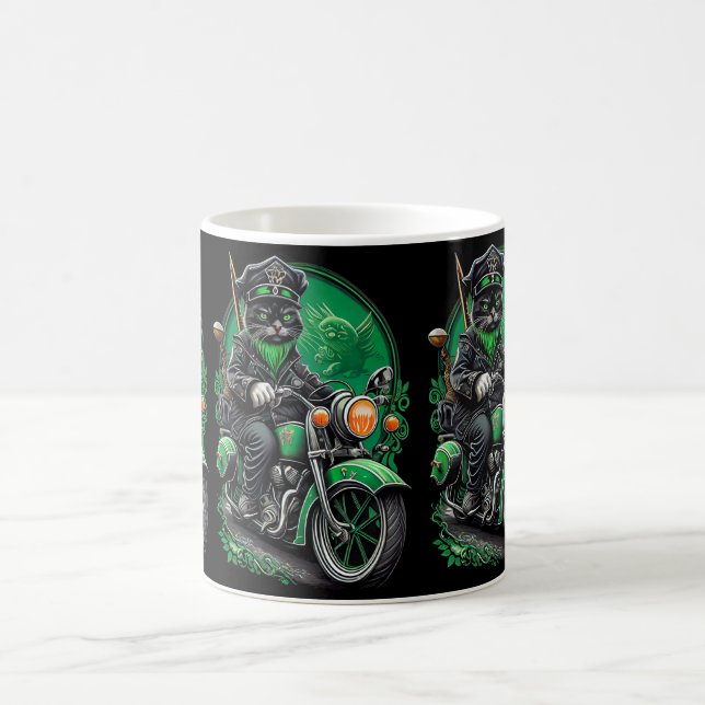 Black Cat Fahrrad St. Patrick's Day Kaffeetasse (Mittel)