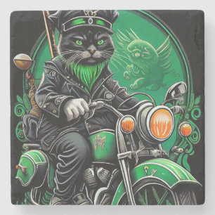 Black Cat Fahrrad St. Patrick's Day Steinuntersetzer