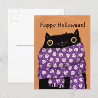 Black Cat Fall Saison Happy Halloween Feiertagspostkarte