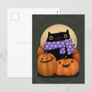 Black Cat Fall Saison Happy Halloween Feiertagspostkarte