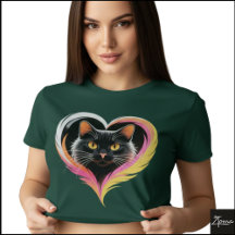 Black Cat Feather Heart Neon Pop Art