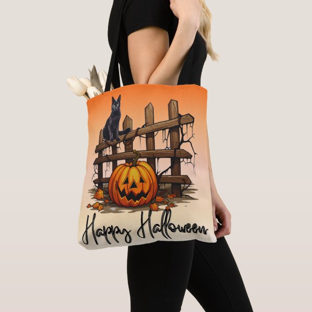 Black Cat Fence Jack O' Lantern Orange Halloween (Von Nahem)