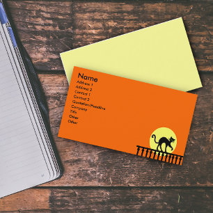 Black Cat Fence Moon Visitenkarte