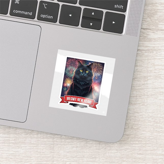 Black Cat Fireworks Celebration Aufkleber (Ausschnitt)