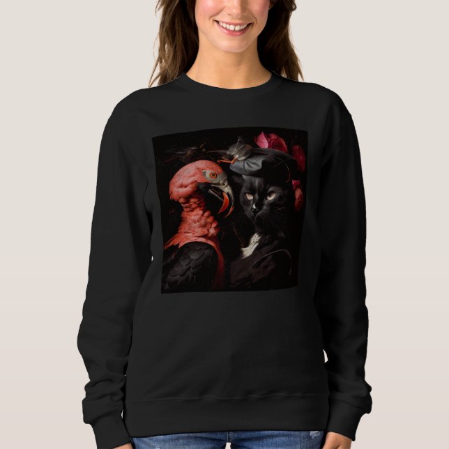 Black Cat Flamingo War Sweatshirt (Vorderseite)