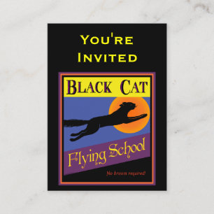 Black Cat Flying School Einladung Business Card