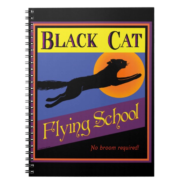 Black Cat Flying School Notebook Notizblock (Vorderseite)