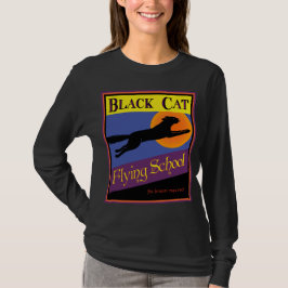 Black Cat Flying School Retro Halloween-T - Shirt