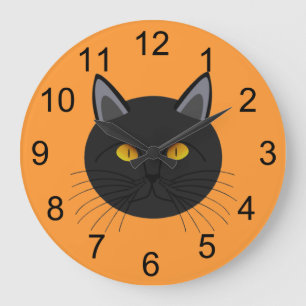 Black Cat for Halloween Wall Clock Große Wanduhr