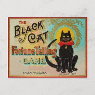 Black Cat Fortune Telling Game Postkarte