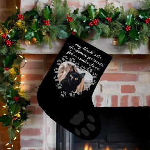 Black Cat Foto Paw Print Pet Weihnachten Strumpf Kleiner Weihnachtsstrumpf