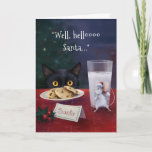 Black Cat Frohe Weihnachtsmäuse Feiertagskarte<br><div class="desc">Suchen Sie die passenden Urlaubskarten, die festlichen Beifall mit einem Hauch Spaß verbinden? Diese unterhaltsamen, schwarzen Katzenkarten mit originellen Aquarellfarben und gemischter Medienkunst von Raphaela Wilson sind die ultimative Mischung aus Schmeichelei und Urlaubsstimmung. Die einzigartige Szene zeigt eine schwarze Katze mit großen gelben Augen, die geduldig gewartet ist, um den...</div>
