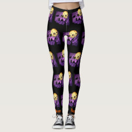 Black Cat Full Moon Happy Halloween Leggings