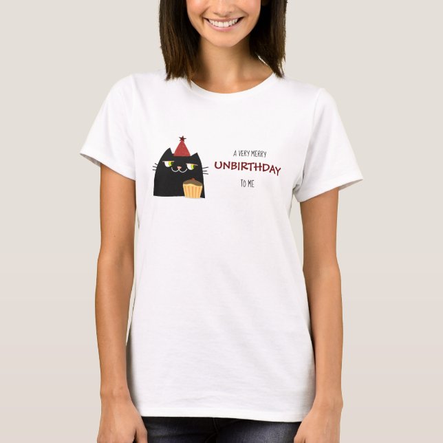 Black Cat Funny Birthday T-Shirt (Vorderseite)