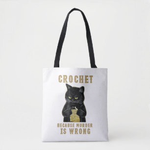 Black Cat Funny Crochet, weil Mord falsch
