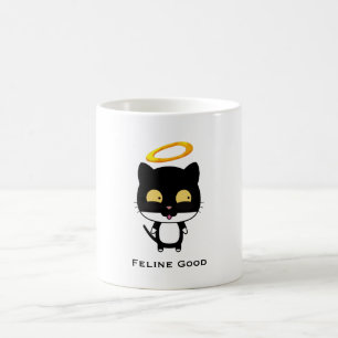 Black Cat Funny Puff mit Halo - Feline Good Kaffeetasse