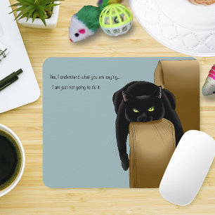 Black Cat Funny Sassy Blue Mousepad