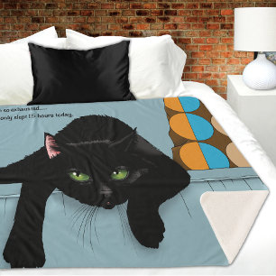 Black Cat Funny Sassy Blue Sherpadecke
