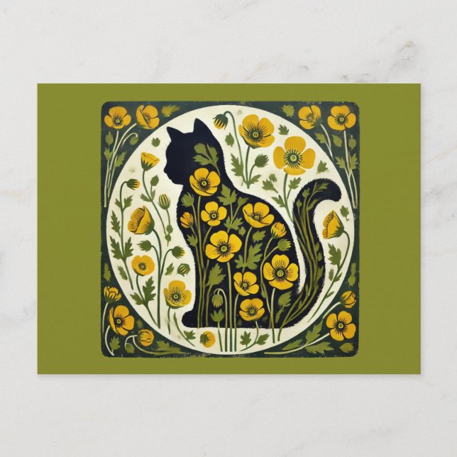 Black Cat Garden Postkarte (Vorderseite)