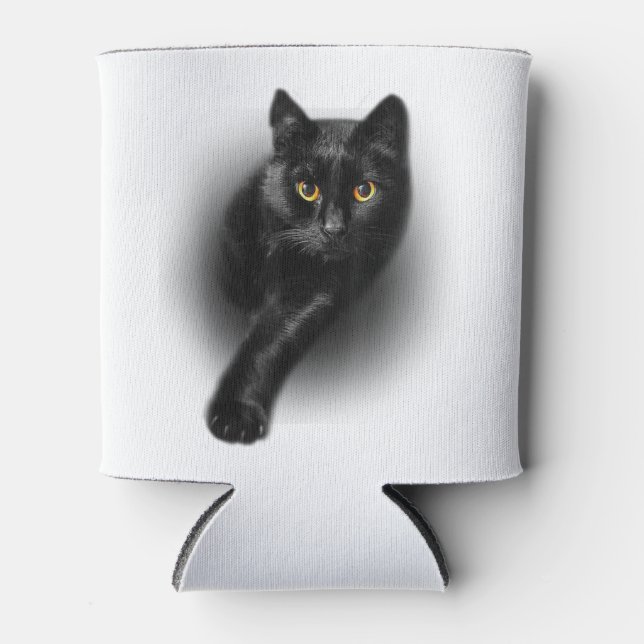 Black Cat Gelbe Augen Katzen T-Shirt gibt Mütter T Dosenkühler (Vorderseite)