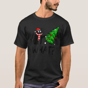 Black Cat Geschenk Pushing Weihnachtsbaum über Kat T-Shirt