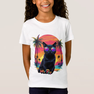 Black Cat Girl T - Shirt