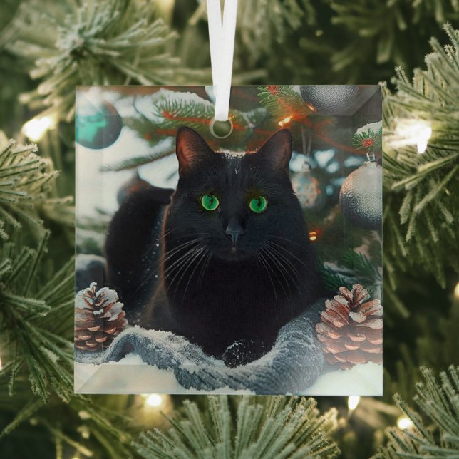 Black Cat Glass Weihnachtsschmuck (Insitu)