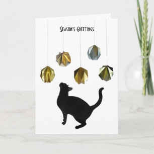 Black Cat Gold Paper Balls Card Karte