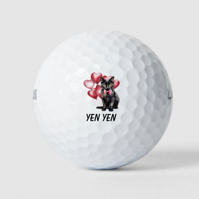 Black Cat Golf Balls - Ideal für Golfliebhaber Golfball (Vorderseite)