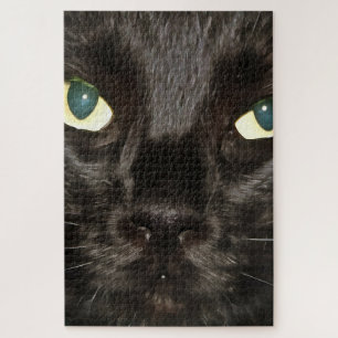 Black Cat Gorgeous Artistic Pet Portrait Puzzle