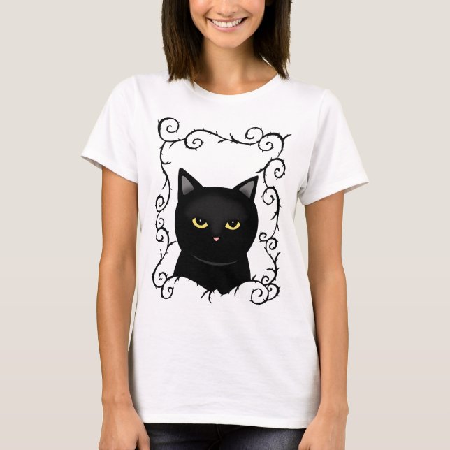Black Cat Goth Black Cat Liebhaber Halloween-Horro T-Shirt (Vorderseite)