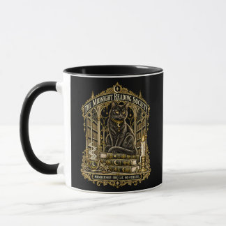 Black Cat Gothic Gold Midnight Reading Society Tasse